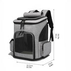 Sac de transport pliable pour chat Esprit Chat en nylon gris avec fenêtres en maille et poches latérales. Idéal pour les grands chats jusqu'à 6,5 kg.