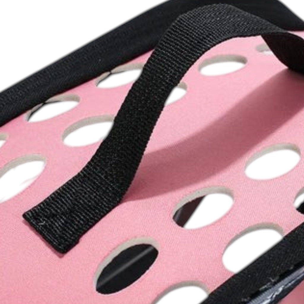 Sac de transport pliable Esprit Chat rose et transparent pour chat avec aérations et fermeture éclair