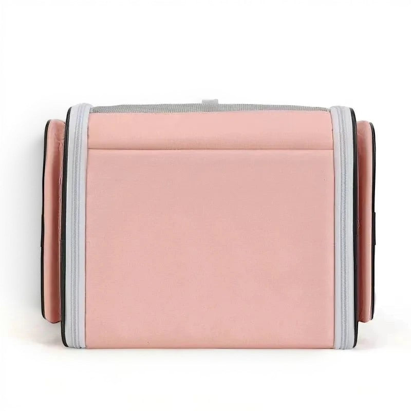 Sac de transport pour chat Esprit Chat rose en fibre, pliable et pratique pour animaux jusqu'à 6kg.