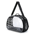 Sac de transport Esprit Chat transparent et noir en PVC pour chat avec bandoulière et aérations latérales