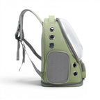 Sac à dos de transport Esprit Chat vert en nylon avec bulle transparente et aérations pour chat