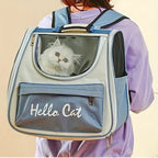 Sac à dos de transport Esprit Chat bleu et gris avec fenêtre transparente pour chaton
