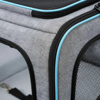 Sac de transport Esprit Chat extensible en nylon gris avec bordures bleu clair et panneaux en maille respirante