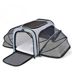 Sac de transport Esprit Chat extensible en nylon gris avec parois en maille pour chat et petit chien