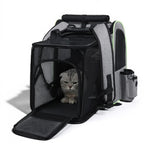 Sac de transport extensible Esprit Chat en tissu oxford gris avec filet noir pour chat