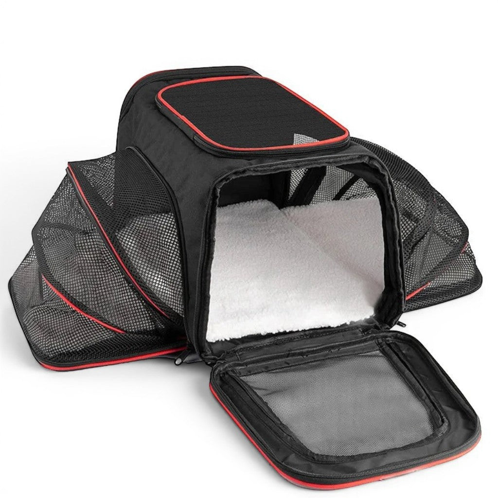 Sac de transport extensible Esprit Chat en nylon noir avec panneaux en maille respirante et tapis intérieur doux