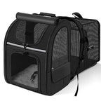 Sac de transport extensible Esprit Chat en tissu oxford noir avec panneaux en maille respirante pour animaux