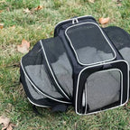 Sac de transport extensible Esprit Chat en nylon noir avec panneaux en maille respirante pour chat