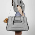 Sac de transport souple Esprit Chat en tissu oxford gris pour chat ou petit chien avec fermeture éclair