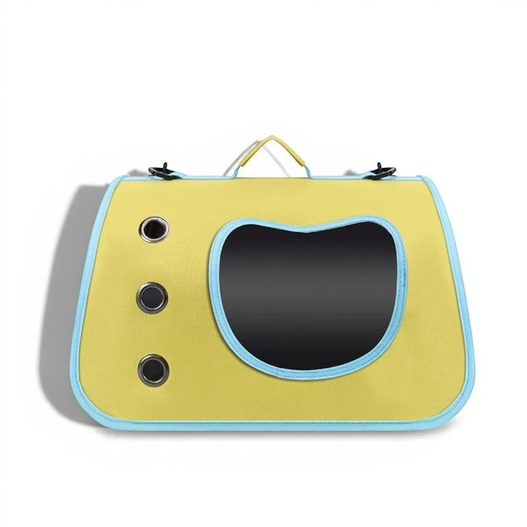 Sac de transport Esprit Chat jaune en tissu Oxford avec fenêtre en forme de cœur et œillets d'aération pour petits animaux
