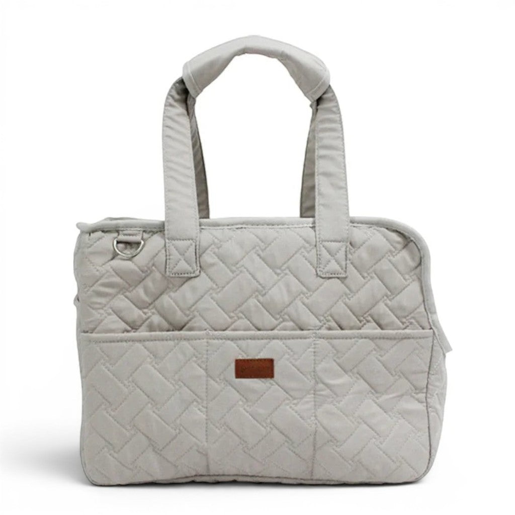 Sac de transport Esprit Chat horizontal en toile matelassée grise pour petit chien ou chat