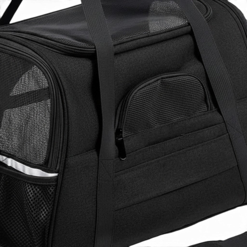 Sac de transport Esprit Chat noir souple pour chat avec fenêtres en filet respirant et fermeture éclair