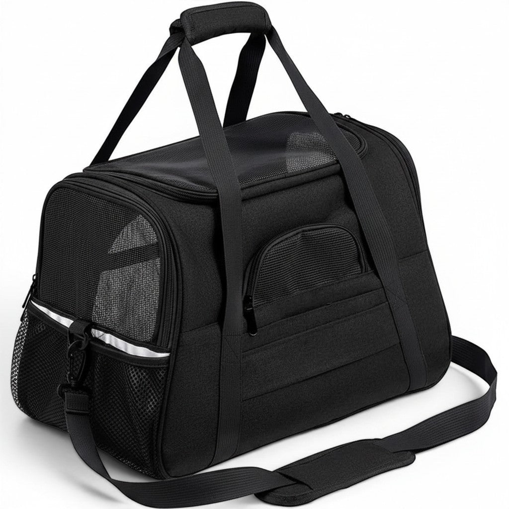 Sac de transport Esprit Chat noir souple pour gros chat avec fenêtres en filet et fermeture éclair