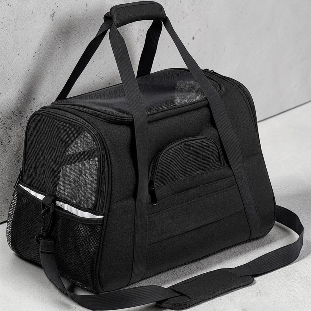 Sac de transport Esprit Chat noir souple pour gros chat avec fenêtres en filet respirant et fermeture éclair