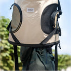 Sac de transport Esprit Chat beige en nylon pour chien et chat avec panneaux en maille respirante et bandoulière