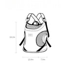 Schéma technique du sac à dos de transport Esprit Chat en nylon pour chiens et chats avec dimensions indiquées