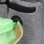 Poche latérale grise en tissu oxford Esprit Chat avec cordon de serrage et distributeur de sacs pour sac de transport