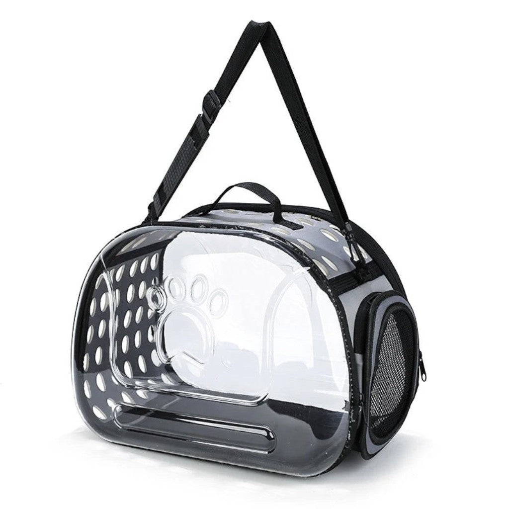 Sac de transport Esprit Chat transparent et pliable en PVC avec aérations pour chat et petit chien