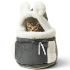 Sac de transport Esprit Chat gris en velours doux avec oreilles de lapin pour petit chat ou chiot
