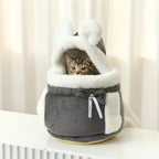 Sac de transport Esprit Chat gris en velours doux avec capuche oreilles de lapin pour chaton ou petit chien