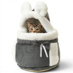 Sac de transport Esprit Chat gris en velours doux avec oreilles de lapin pour petit chat ou chiot