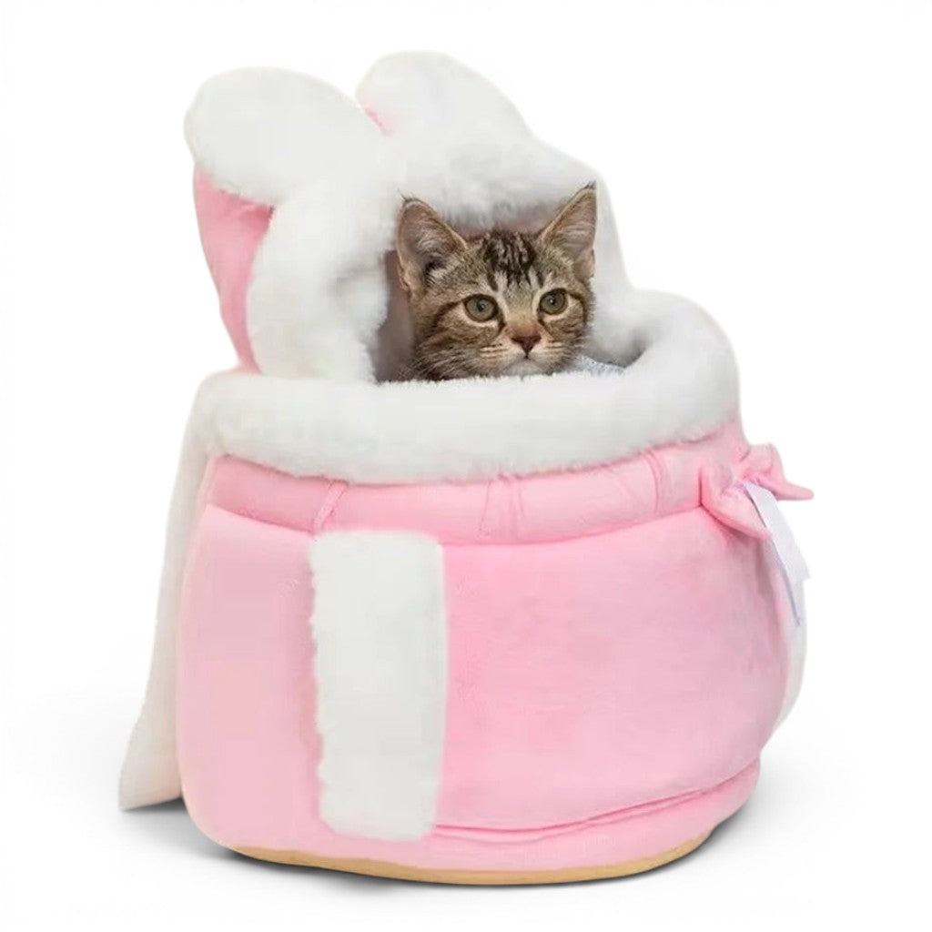 Sac de transport Esprit Chat rose en velours doux avec oreilles de lapin pour chaton ou petit chien