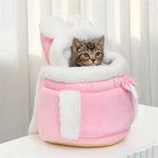 Sac de transport Esprit Chat rose en velours doux avec oreilles de lapin pour petit chat ou chiot