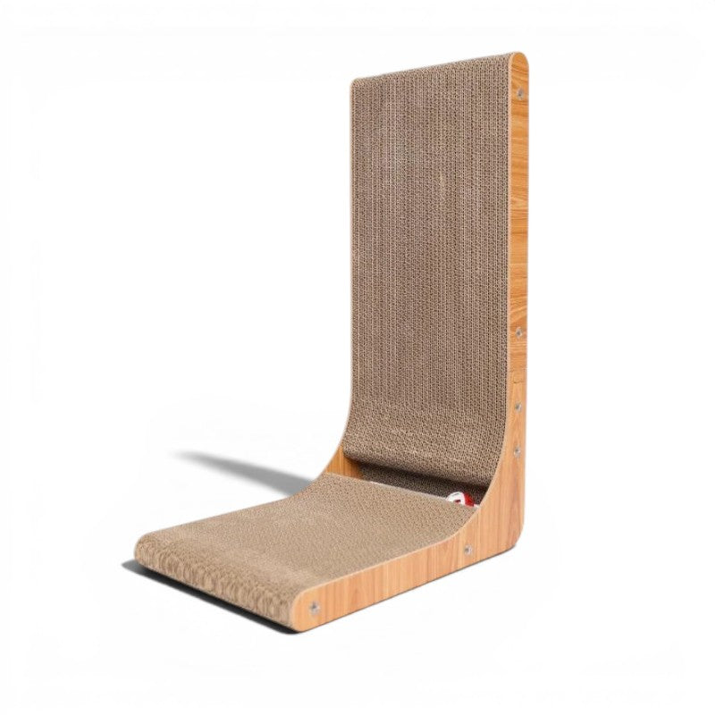 Siège griffoir pour chat Esprit Chat en bois avec surface à griffer en carton ondulé double niveau