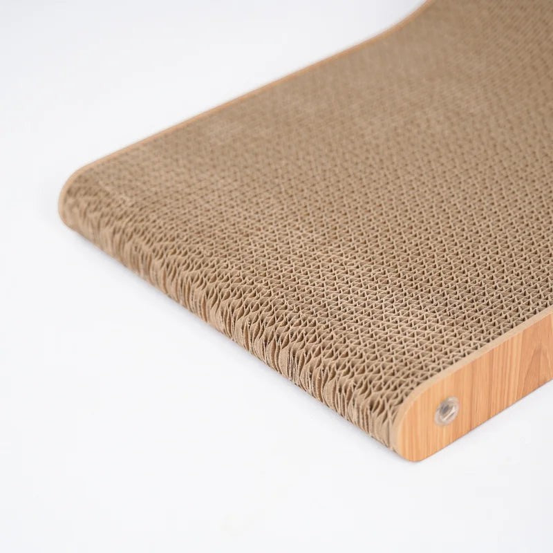 Siège griffoir pour chat Esprit Chat en bois avec surface en carton ondulé texturé pour faire ses griffes