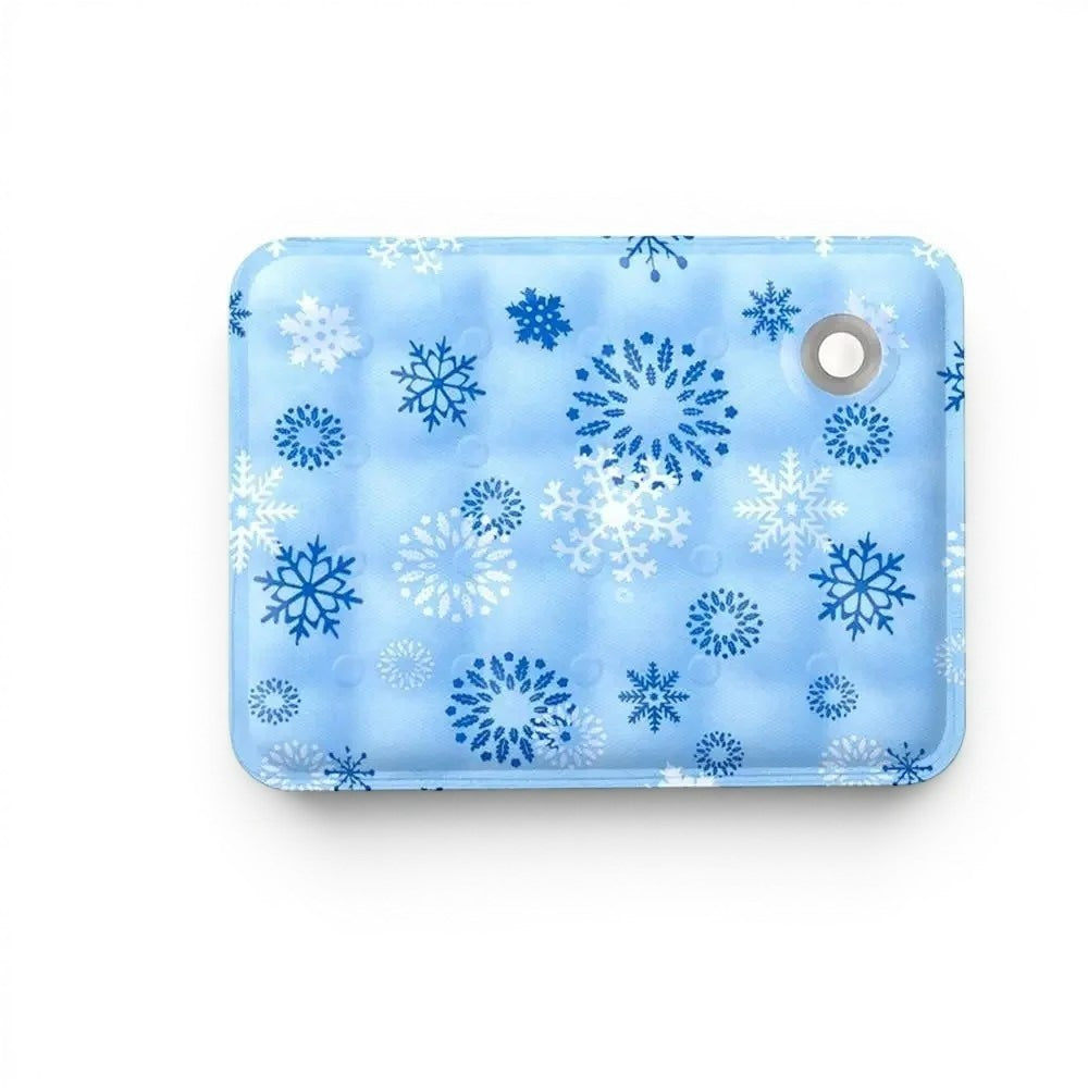 Tapis rafraîchissant Esprit Chat bleu avec motifs de flocons de neige pour le confort des animaux en été