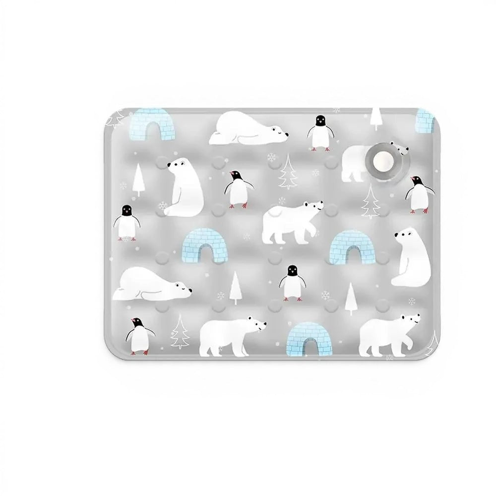 Tapis rafraîchissant Esprit Chat avec motif polaire d'ours et pingouins sur fond blanc pour animaux