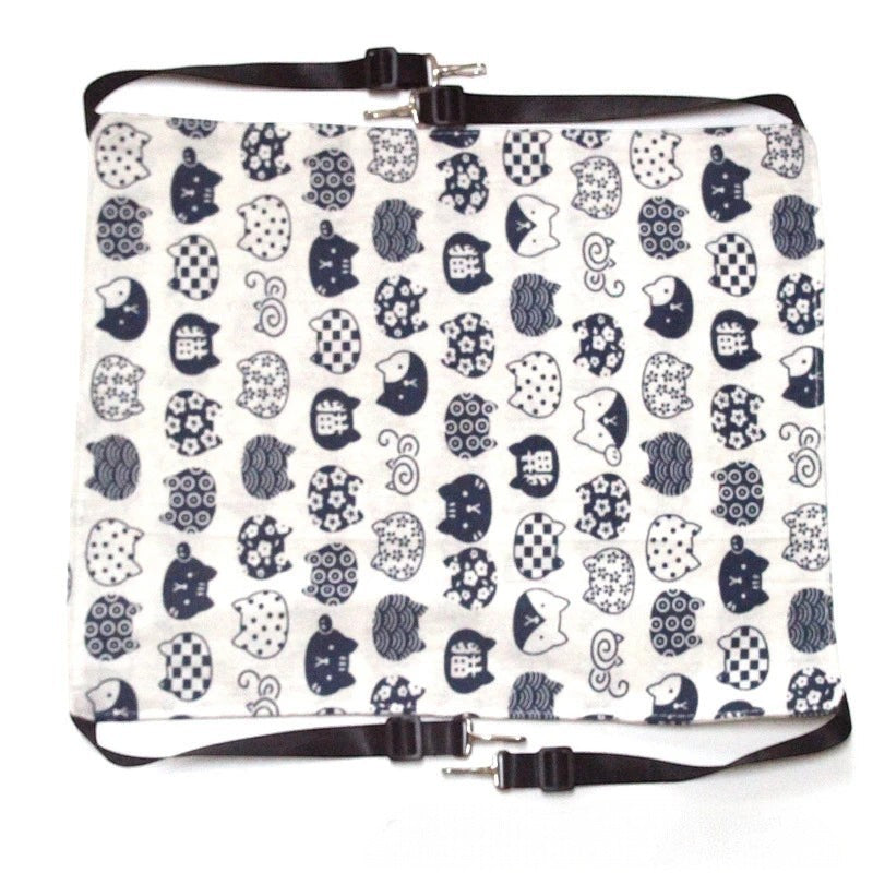 Toile pour hamac Esprit Chat en fibre respirante avec motif de têtes de chats bleu et blanc et sangles réglables