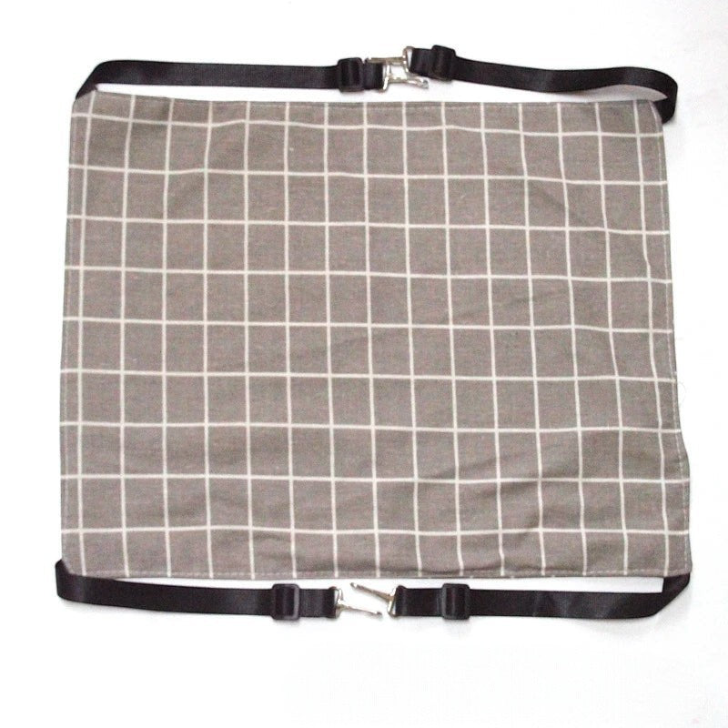 Toile de hamac Esprit Chat grise à carreaux blancs, respirante et ajustable avec sangles noires pour chat