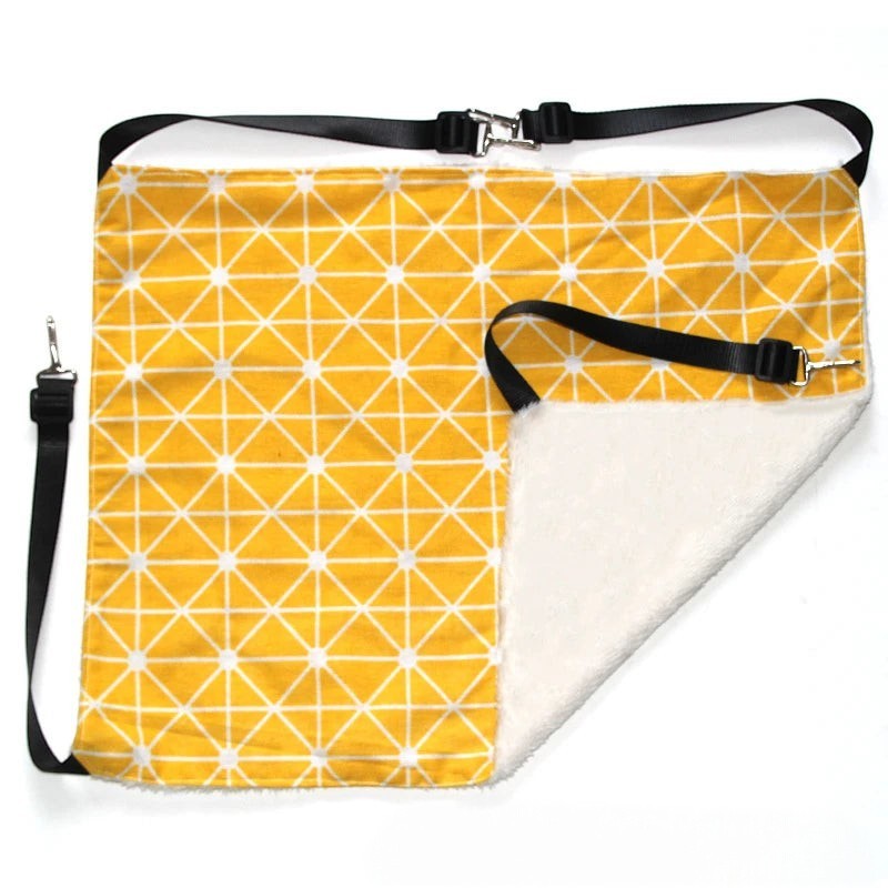 Toile pour hamac Esprit Chat jaune à motifs géométriques blancs avec doublure en fibre douce et sangles réglables