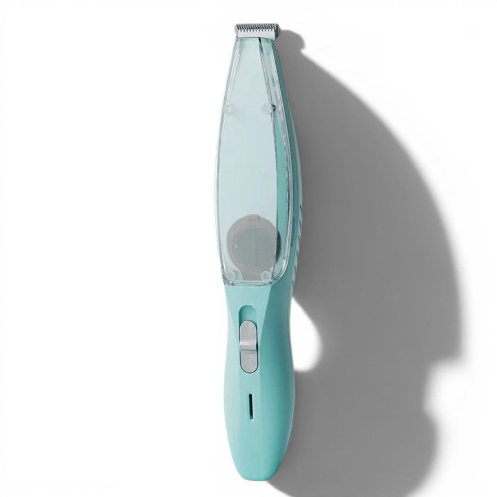 Tondeuse électrique Esprit Chat 2-en-1 bleu clair avec aspirateur intégré pour le toilettage des poils de chat