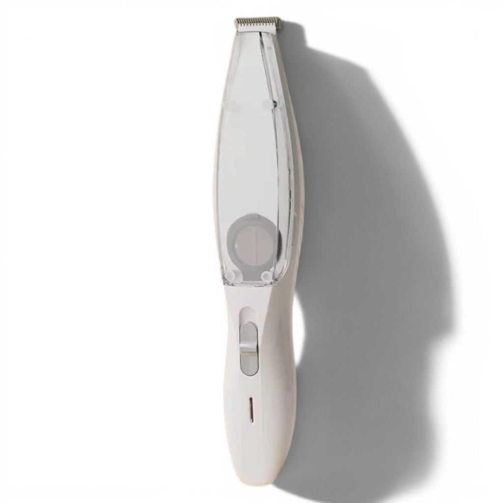 Tondeuse électrique Esprit Chat blanche 2-en-1 avec aspirateur intégré pour le toilettage des poils d'animaux