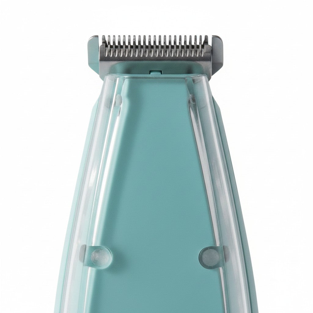 Tondeuse Esprit Chat turquoise avec tête de coupe en acier inoxydable pour le toilettage précis des poils d'animaux