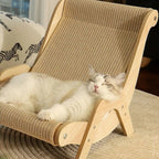Transat griffoir Esprit Chat en bois avec surface en sisal beige pour le repos et les griffes de votre chat