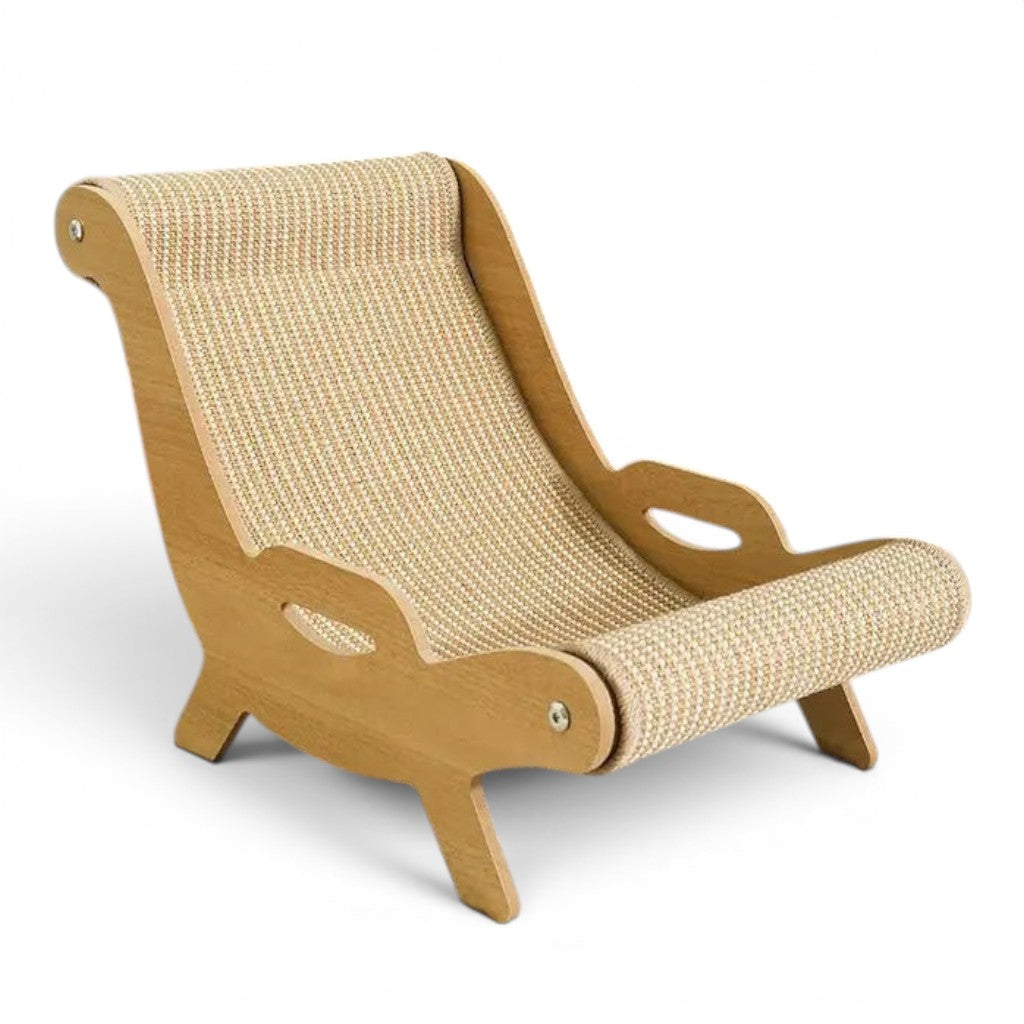Transat griffoir pour chat Esprit Chat en bois avec surface en sisal beige, design ergonomique et moderne
