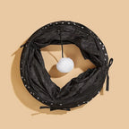 Tunnel pour chat Esprit Chat pliable en polyester noir à pois blancs avec un pompon suspendu pour le jeu