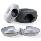 Tunnel pour chat Esprit Chat en feutre gris, design en forme de beignet avec fermeture éclair démontable