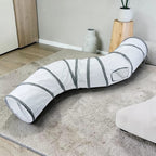Tunnel de jeu blanc pour chat Esprit Chat en polyester pliable avec ouverture latérale pour stimuler l'activité physique