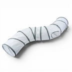 Tunnel de jeu blanc pour chat Esprit Chat en polyester pliable avec ouverture latérale pour stimuler l'activité