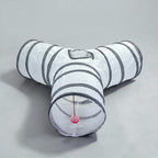 Tunnel de jeu Esprit Chat blanc en polyester à trois voies avec balle suspendue pour divertir votre chat
