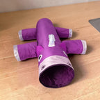 Tunnel de jeu Esprit Chat en forme de licorne violette avec 6 entrées pour chats et petits chiens en tissu durable