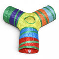 Tunnel de jeu multicolore Esprit Chat en tissu pliable pour chats et petits animaux avec trois entrées