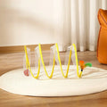 Tunnel de jeu pliable Esprit Chat en nylon jaune avec plumes et balle pour divertir votre chat ou petit animal