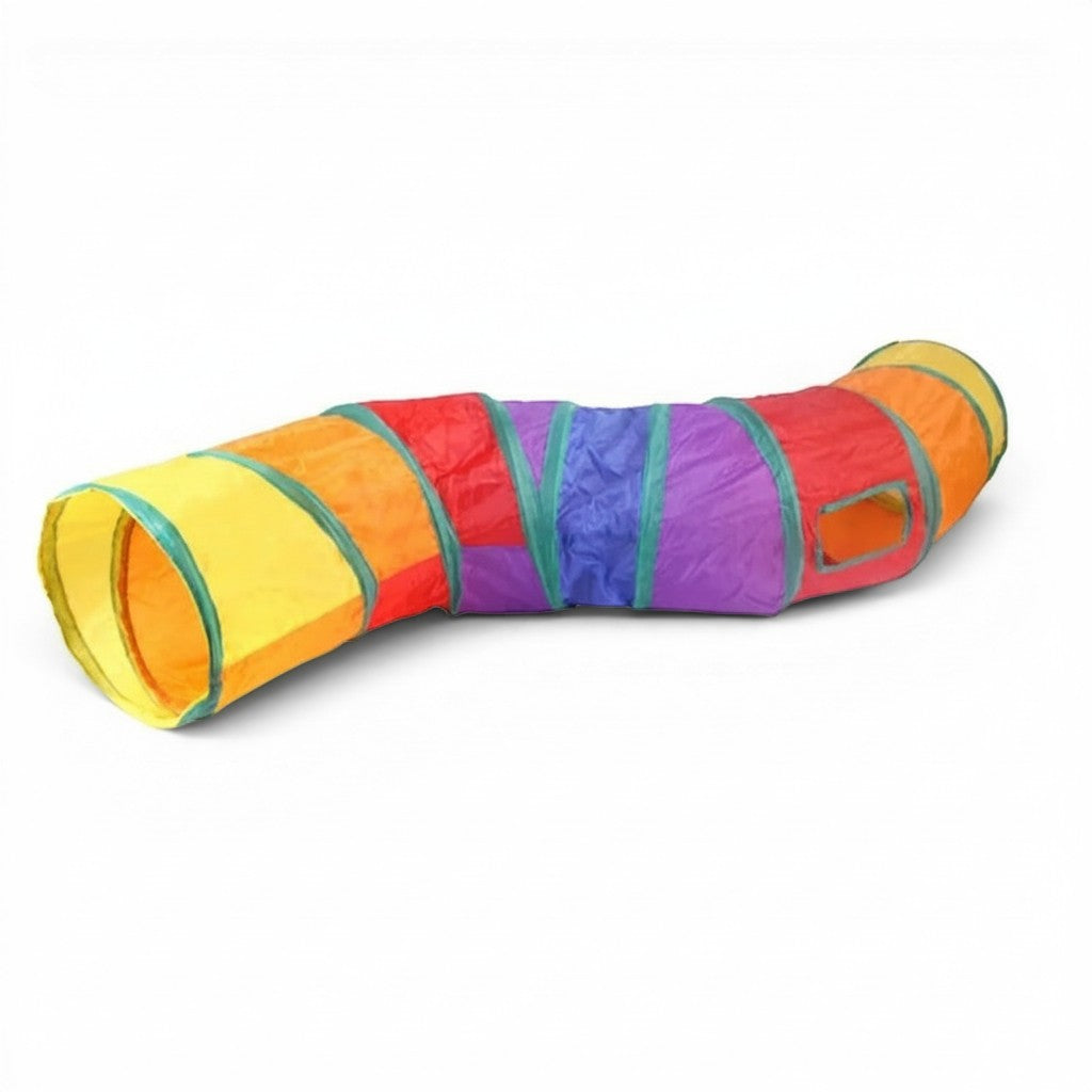 Tunnel de jeu pliable Esprit Chat multicolore en polyester pour divertir et stimuler les chats et chatons