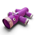 Tunnel de jeu Esprit Chat en forme de licorne violette avec 6 entrées pour chats et petits chiens en tissu durable