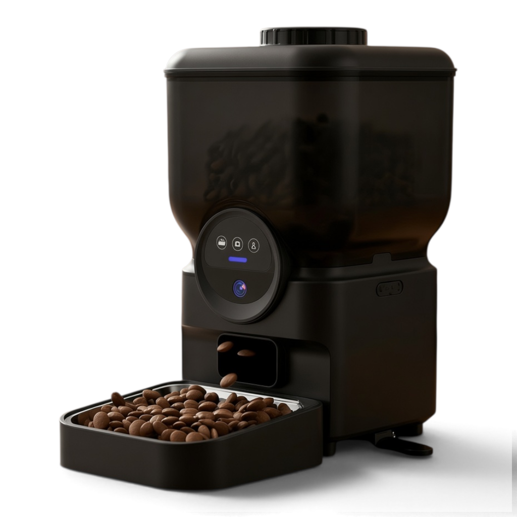 Distributeur de croquettes automatique Esprit Chat noir avec réservoir grande capacité et gamelle intégrée